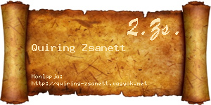 Quiring Zsanett névjegykártya